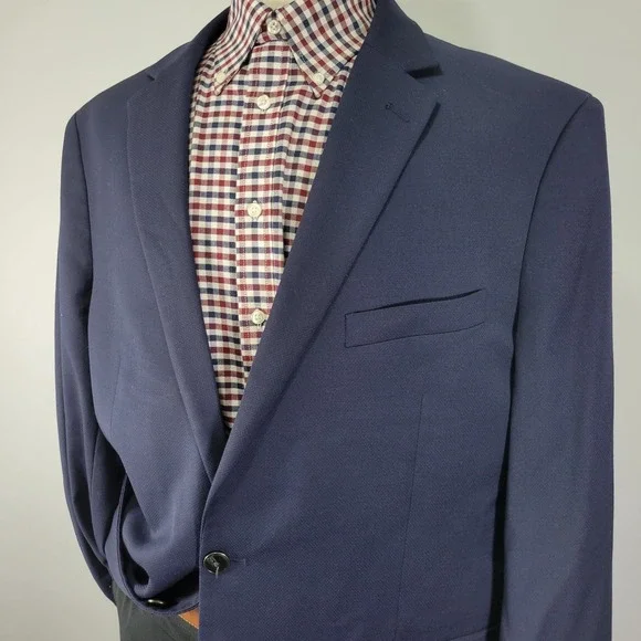 Pronto Uomo Platinum Men's Sport Coat Blazer Two Button Navy Wool Blend 50R